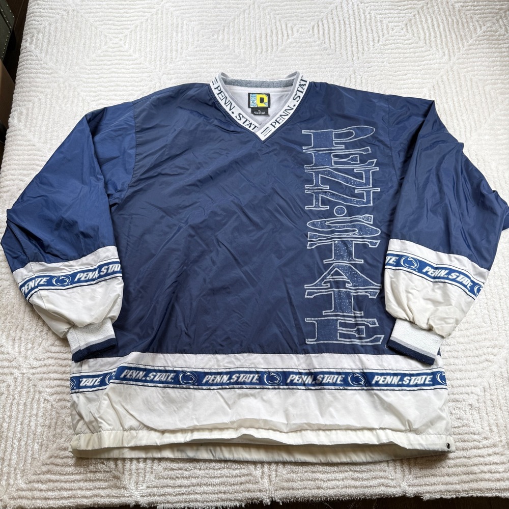 Mens Penn State Nittany Lions Pullover Windbreaker XL Navy White Nylon 90s Y2K